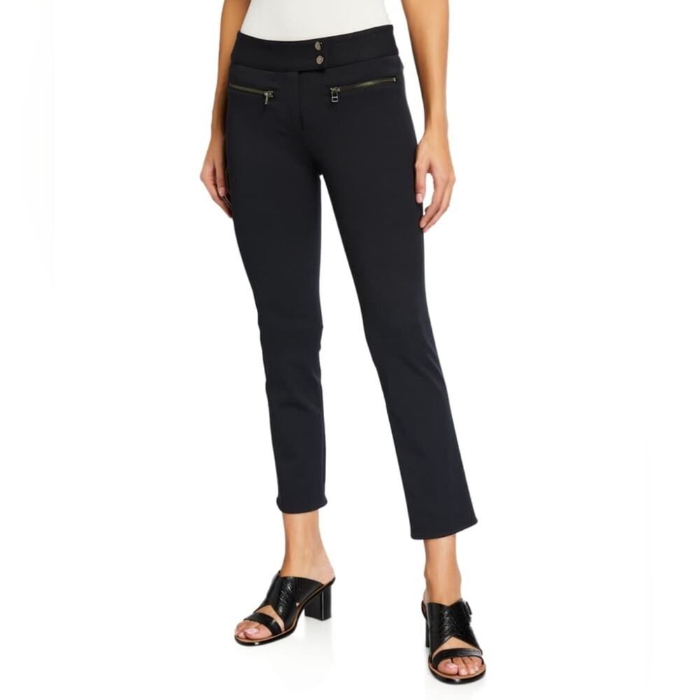 Veronica Beard Metro Cropped Black Zipper Pocket Flare Business Casual Pants 4